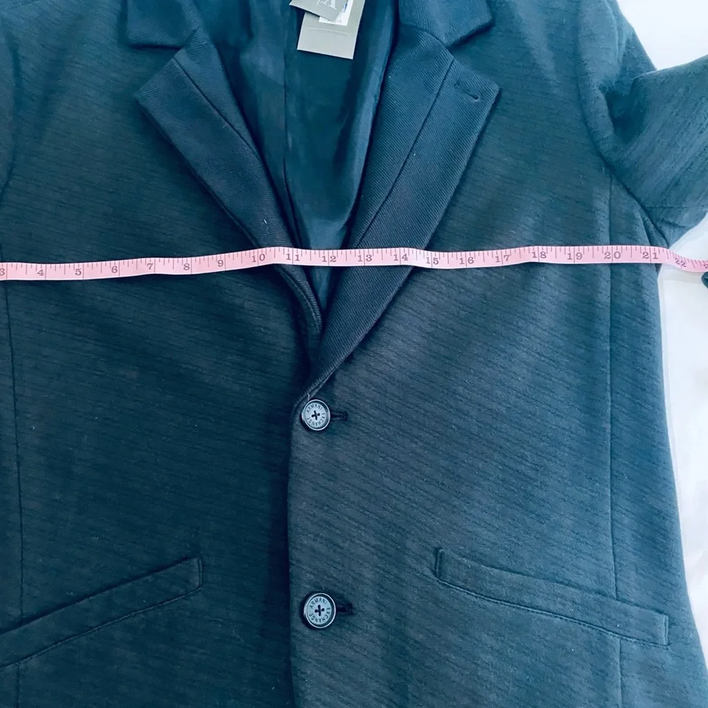🆕 A|X ARMANI EXCHANGE Black Tonal Stripe Cotton Blend Jersey Knit Blazer SZ L